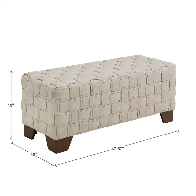 Walnut Finish Woven Upholstered Bench