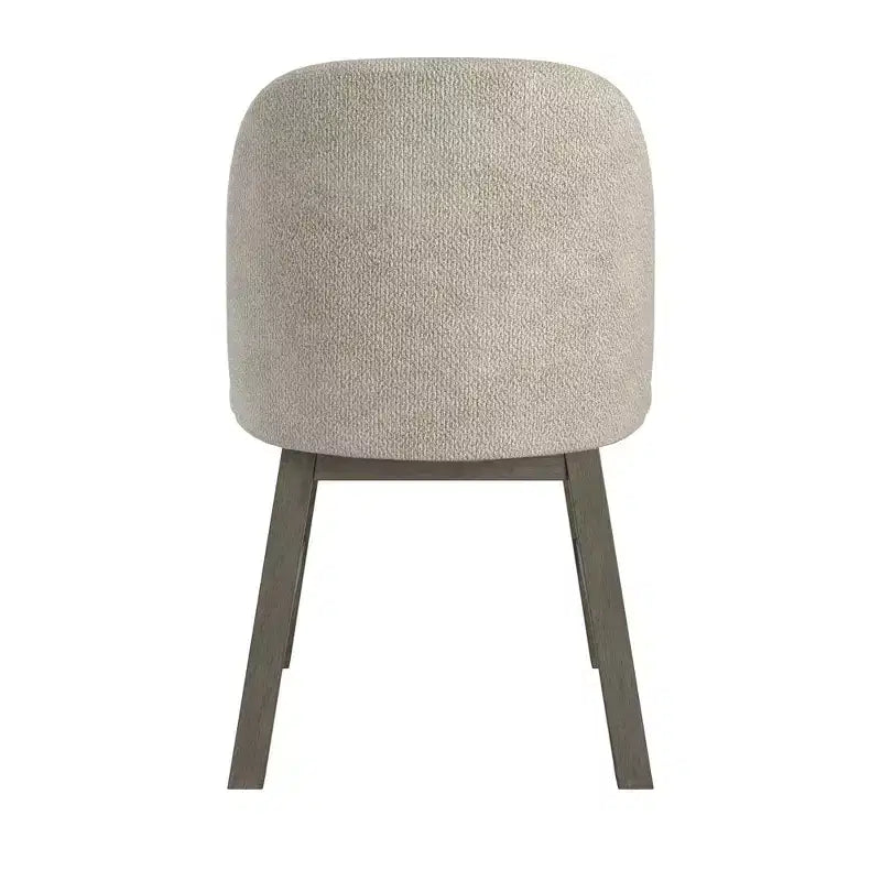 Wood Finish Taupe Fabric Curved Low Back Dining Chair