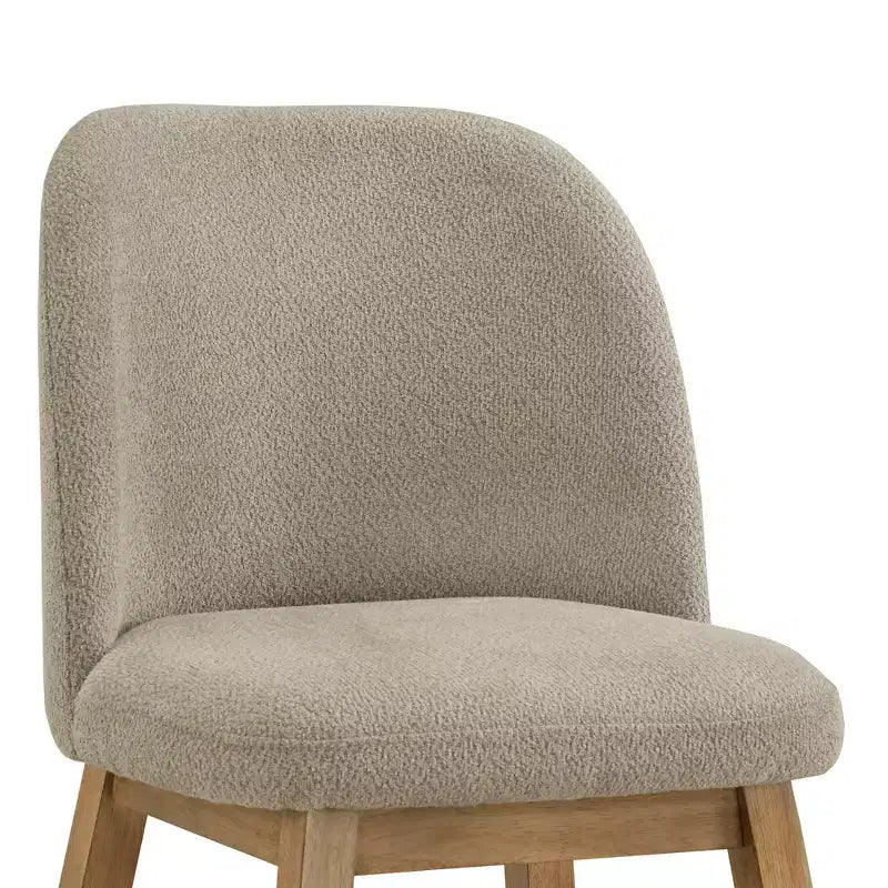 Wood Finish Taupe Fabric Curved Low Back Dining Chair