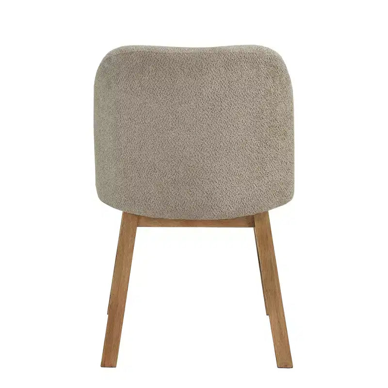 Wood Finish Taupe Fabric Curved Low Back Dining Chair