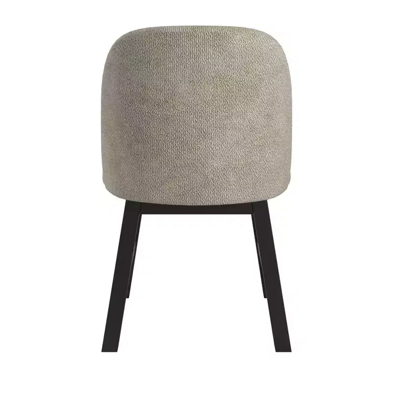 Wood Finish Taupe Fabric Curved Low Back Dining Chair