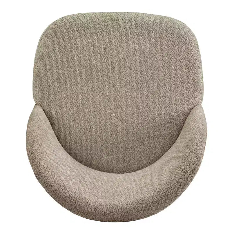 Wood Finish Taupe Fabric Curved Low Back Dining Chair