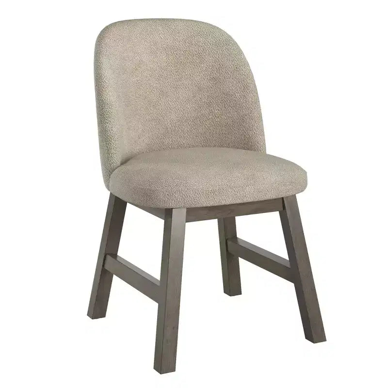 Wood Finish Taupe Fabric Curved Low Back Dining Chair