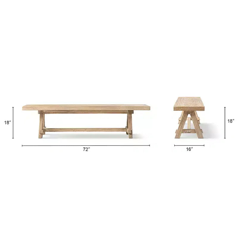 72 Reclaimed Elm Trestle Dining Bench