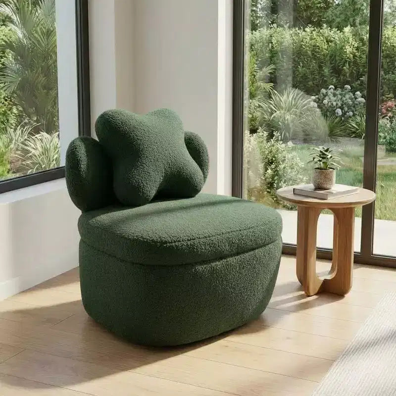 Modern Swivel Accent Chair, Teddy Fabric 360Rotating Lounge Chair , Upholstered Comfy Reading Chair for for Living Room Bedroom Small Space, Green
