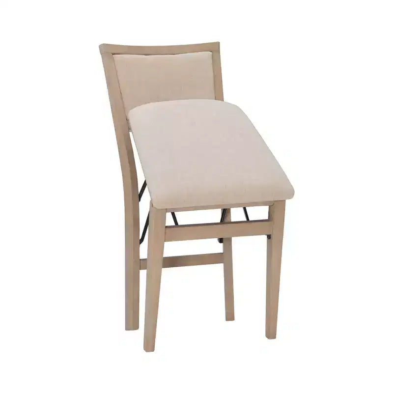 Set of 2 Claire Solid Wood and Upholstered Seat Folding Chairs Gray Wash - Linon