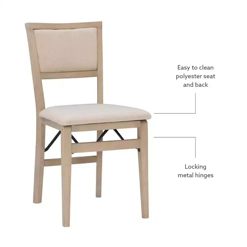 Set of 2 Claire Solid Wood and Upholstered Seat Folding Chairs Gray Wash - Linon