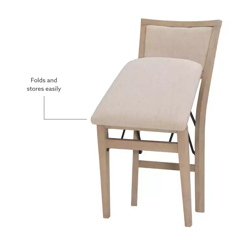 Set of 2 Claire Solid Wood and Upholstered Seat Folding Chairs Gray Wash - Linon