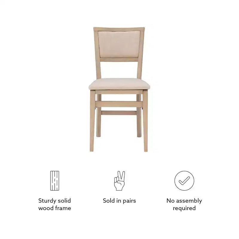 Set of 2 Claire Solid Wood and Upholstered Seat Folding Chairs Gray Wash - Linon
