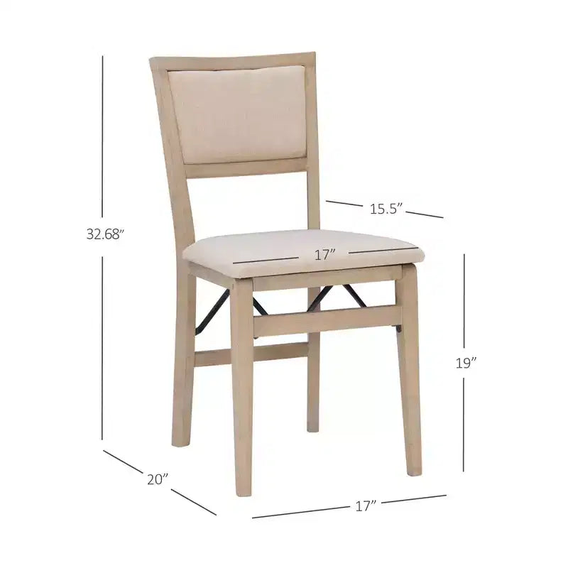 Set of 2 Claire Solid Wood and Upholstered Seat Folding Chairs Gray Wash - Linon