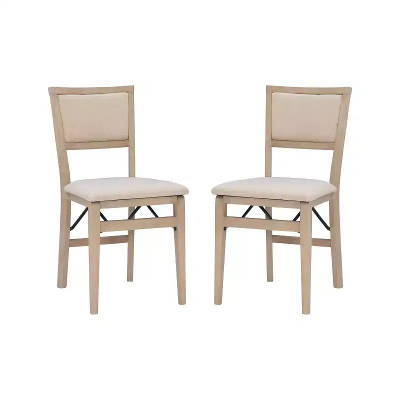 Set of 2 Claire Solid Wood and Upholstered Seat Folding Chairs Gray Wash - Linon