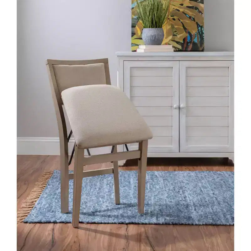 Set of 2 Claire Solid Wood and Upholstered Seat Folding Chairs Gray Wash - Linon
