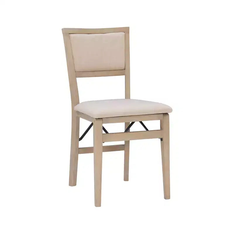 Set of 2 Claire Solid Wood and Upholstered Seat Folding Chairs Gray Wash - Linon