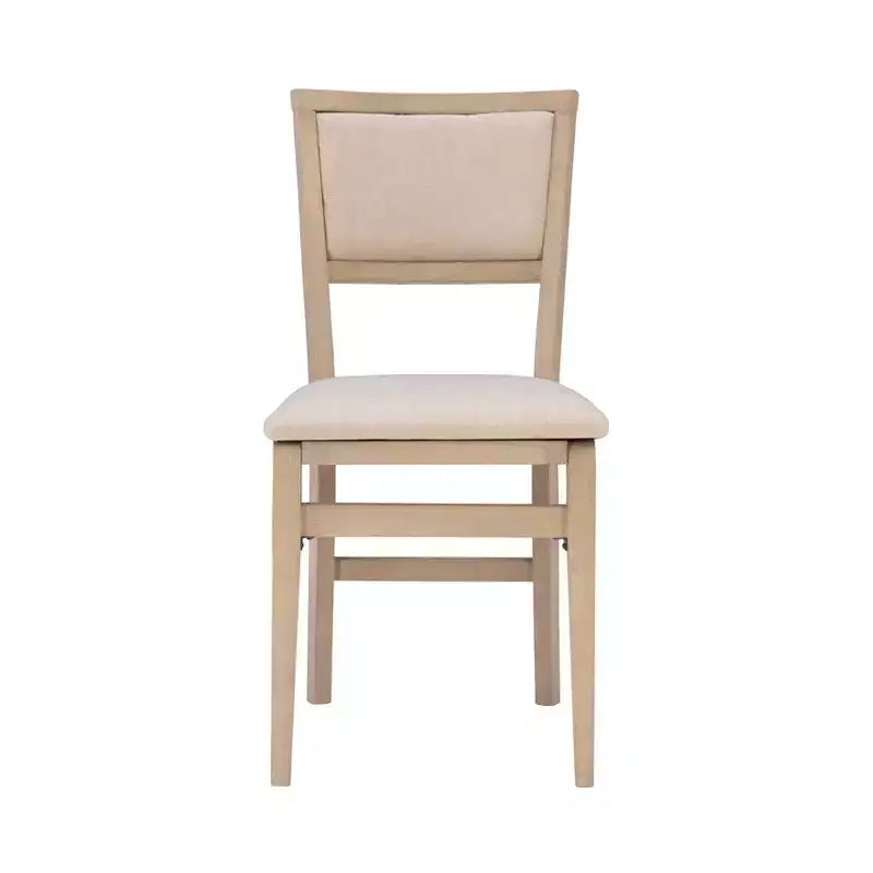 Set of 2 Claire Solid Wood and Upholstered Seat Folding Chairs Gray Wash - Linon