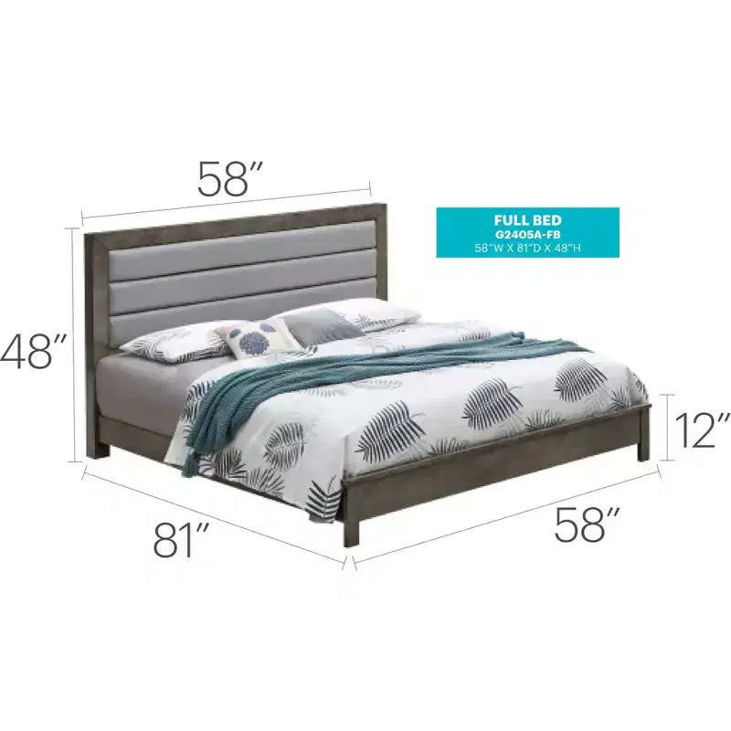 Tufted Faux Leather Panel Bed, Cappuccino Finish