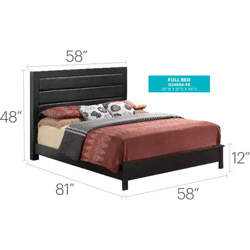 Tufted Faux Leather Panel Bed, Cappuccino Finish