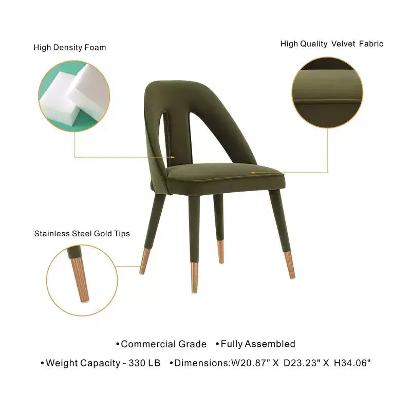 Neda Modern Velvet Upholstered Dining Chair - Manhattan Comfort