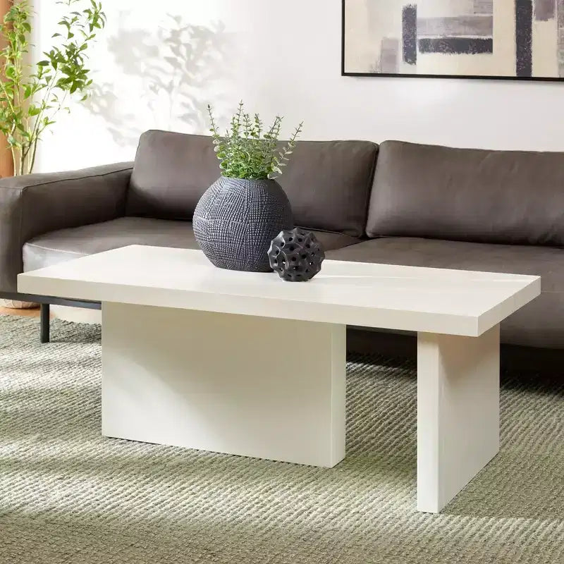 Modern Pinewood Coffee Table with Offset Legs