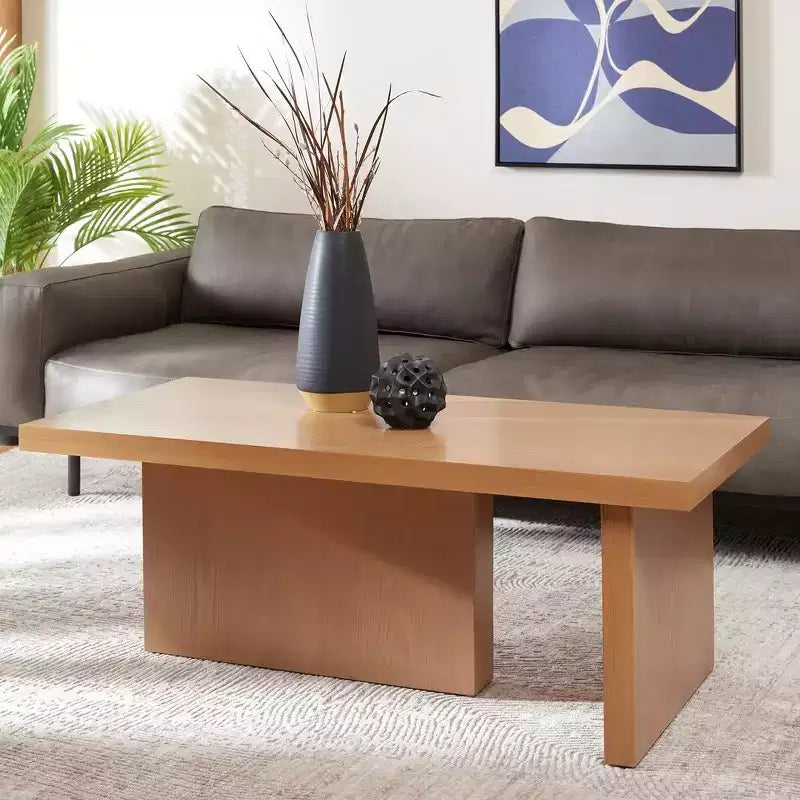 Modern Pinewood Coffee Table with Offset Legs