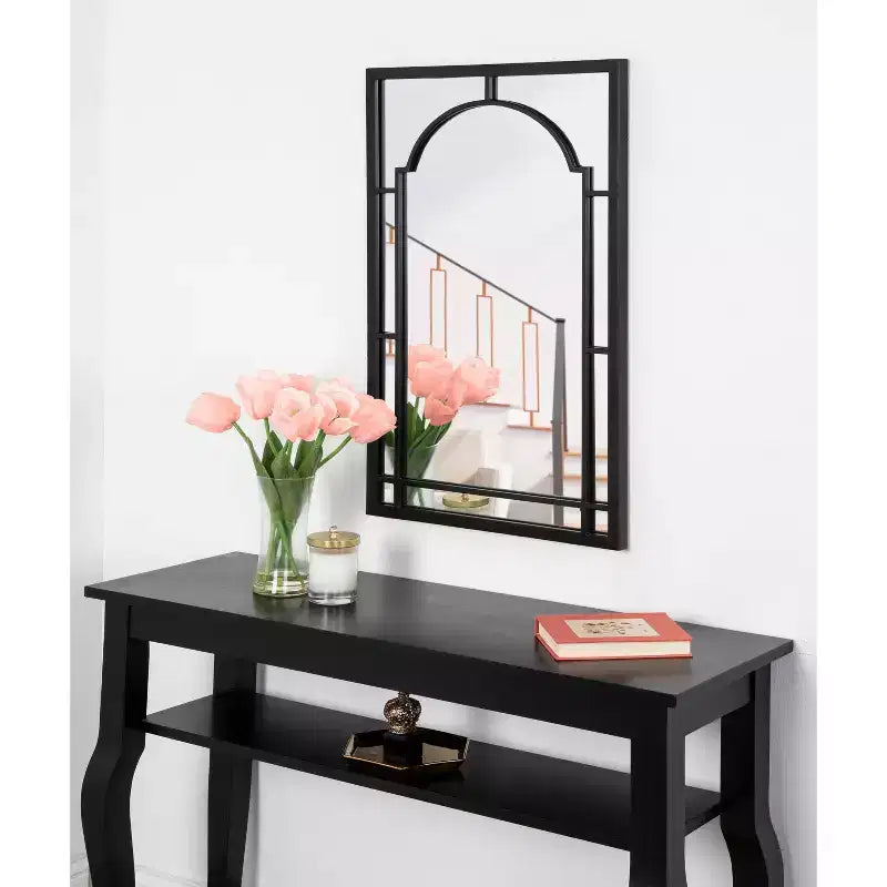 Metal Framed Arch Decorative Wall Mirror Black