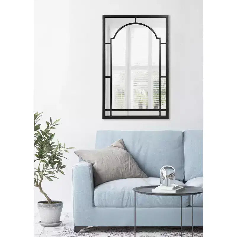 Metal Framed Arch Decorative Wall Mirror Black